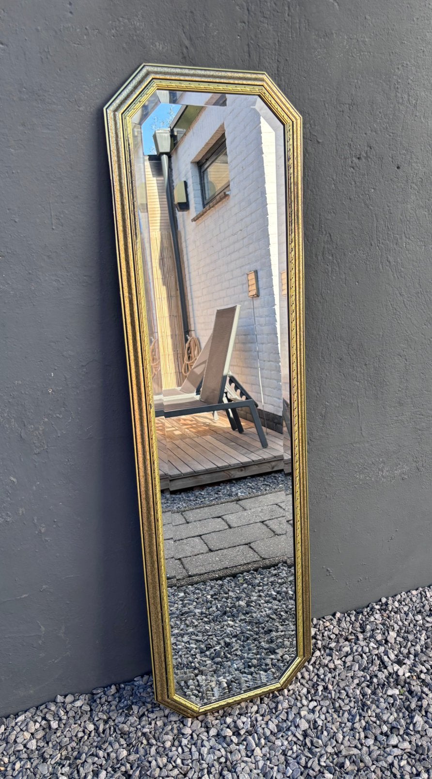 Prachtige Vintage Hollywood Regency Passpiegel –Goud & Facet, Huis en Inrichting, Ophalen, Minder dan 50 cm, 100 tot 150 cm, Zo goed als nieuw
