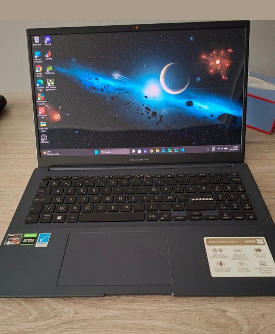 Asus Vivobook Pro 15 (OLED), Computers en Software, Windows Laptops, Zo goed als nieuw, 16 inch, SSD, 3 tot 4 Ghz, 16 GB, Azerty