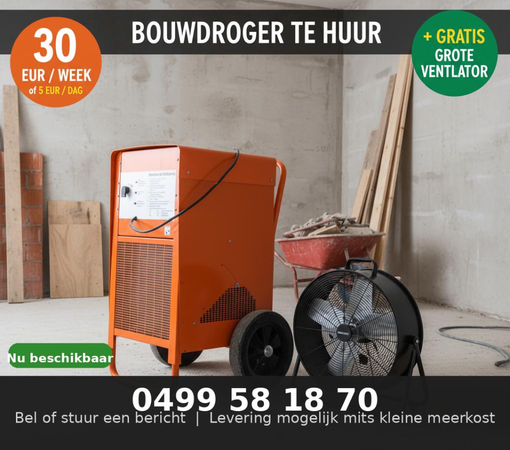 goedkoopste bouwdroger huren + GRATIS ventilator, Ophalen