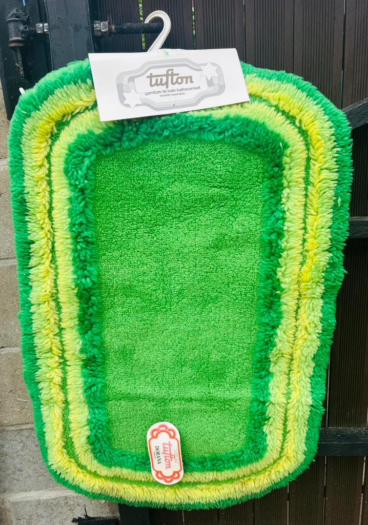 Vintage badmatset Tufton, Ophalen of Verzenden, Nieuw, Groen, Badmat