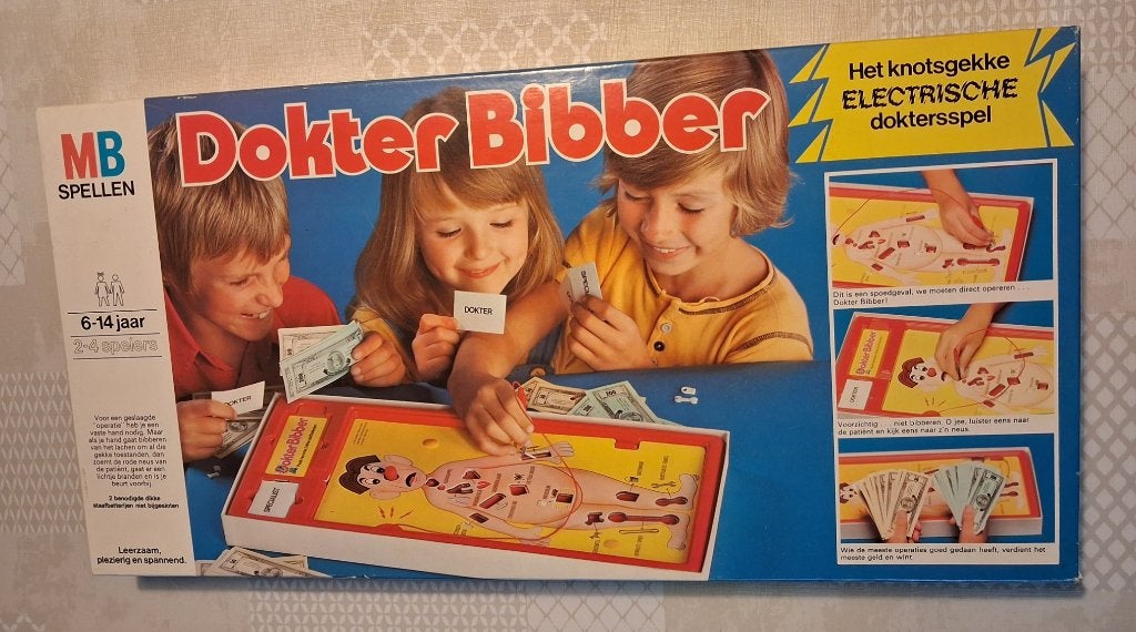 Vintage  MB spel Dokter Bibber (1977), Hobby & Loisirs créatifs, 1 ou 2 joueurs, Enlèvement, Utilisé, MB spellen