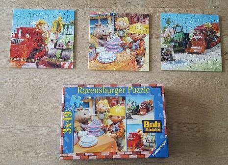 Puzzel bob de bouwer 3 delig, Kinderen en Baby's, Ophalen of Verzenden, 10 tot 50 stukjes, Zo goed als nieuw, 2 tot 4 jaar
