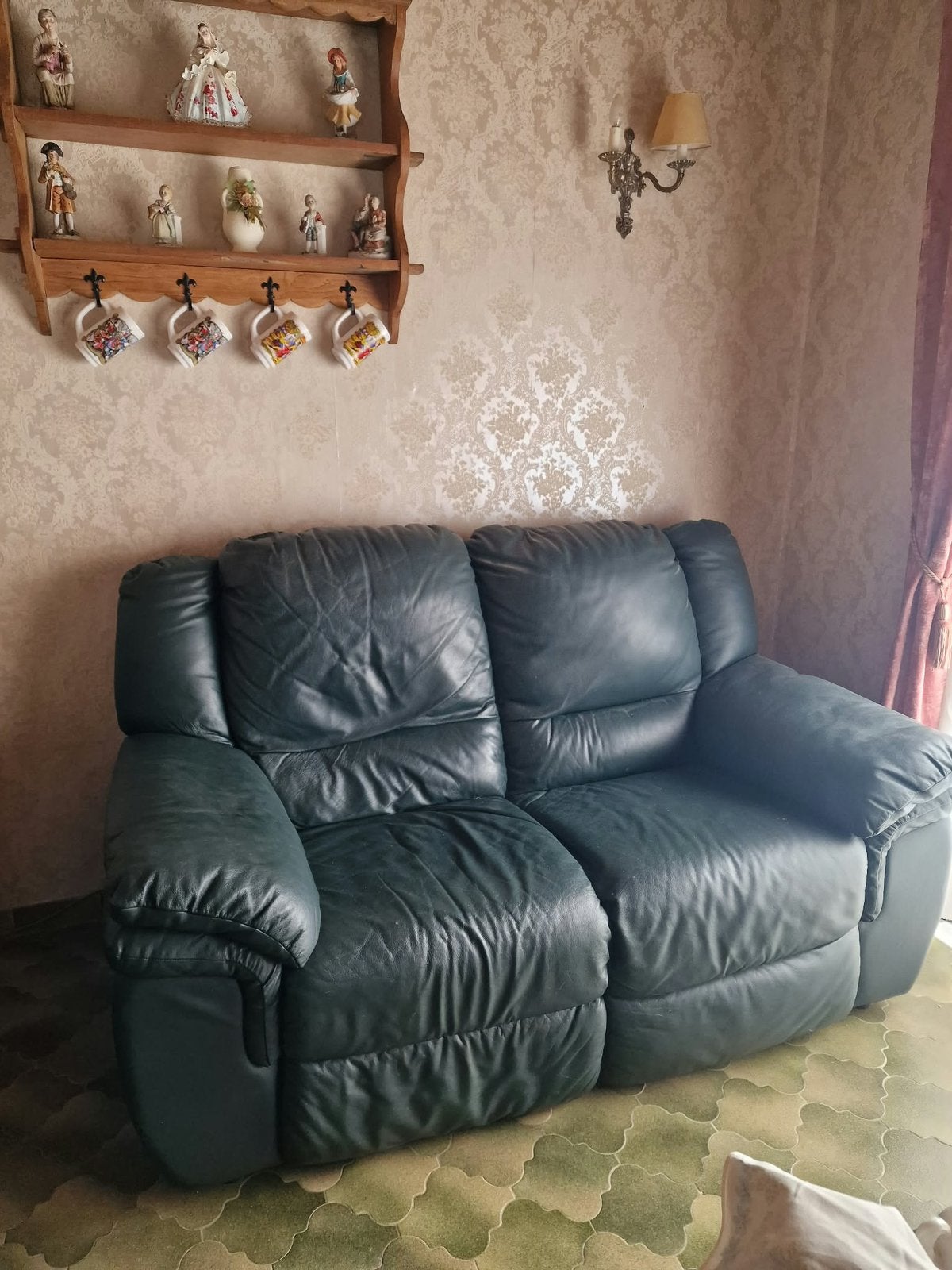 Canape vrai cuir, Maison & Meubles, Enlèvement, Utilisé, Cuir