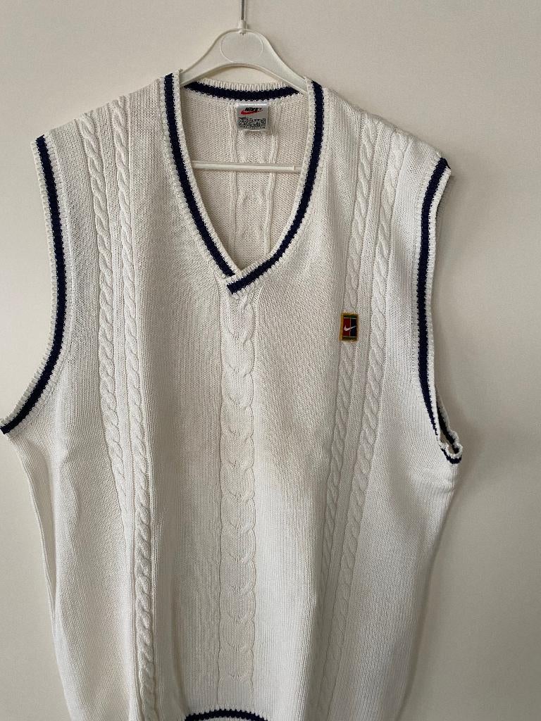 Nike Tennis Vintage Gebreide Debardeur L, Ophalen, Maat 52/54 (L), Wit, Nike