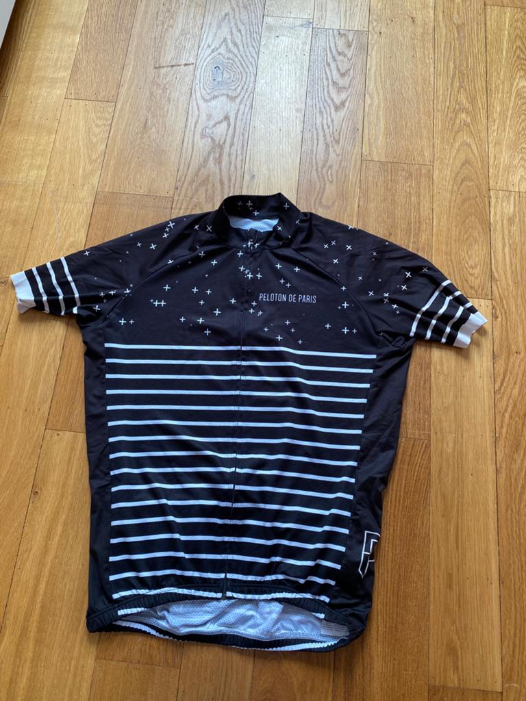 Vintage zwart / wit herenwielertrui Peloton de Paris XXL, Ophalen, Gebruikt, Kleding