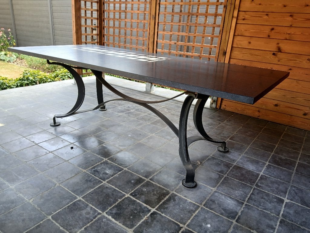 Tuintafel met marmeren blad, Tuin en Terras, Tuintafels, Ophalen, Zo goed als nieuw, Rechthoekig