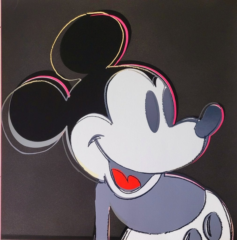 Andy Warhol - « Mickey Mouse » - Sérigraphie - Diamond Dust, Antiquités & Art, Enlèvement ou Envoi, Portraits et figures, Sérigraphie