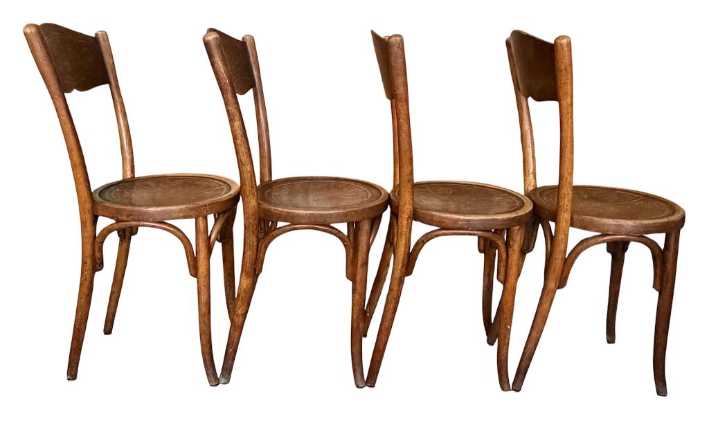 Lot de 4 chaises vintage W. Baumann & Cie authentiques,, Antiek en Kunst, Antiek | Meubels | Stoelen en Sofa's, Ophalen