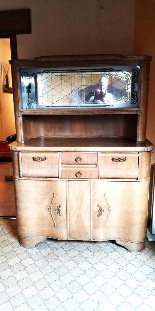 Vintage buffetkast, Huis en Inrichting, Ophalen, Gebruikt, Eikenhout, Overgangsstijl tussen Art Deco en het modernisme