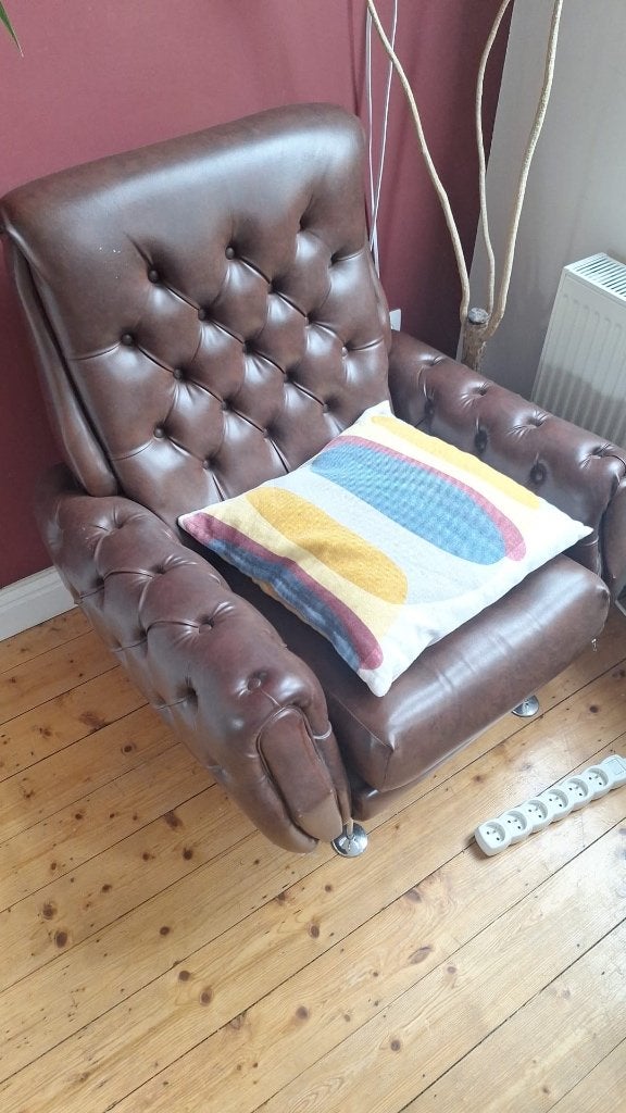 Leren vintage zetel, Ophalen, Eenpersoons, Minder dan 75 cm, Hoekbank