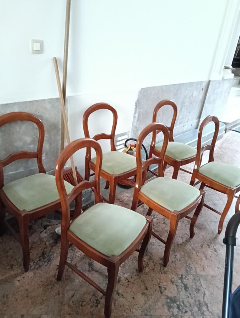 6 massieve kersenhouten stoelen in nieuwstaat 150€ bxl, Ophalen of Verzenden