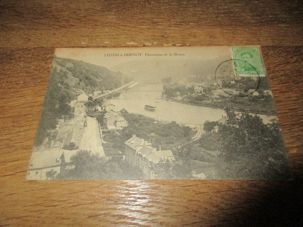 POSTKAART LUSTIN & BURNOT PANORAMA DE LA MEUSE 1920, Envoi, 1920 à 1940, Affranchie, Namur