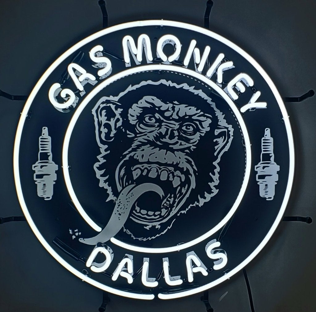 Gas Monkey garage dallas neon licht reclame USA decoratie, Verzamelen, Ophalen, Zo goed als nieuw, Lichtbak of (neon) lamp