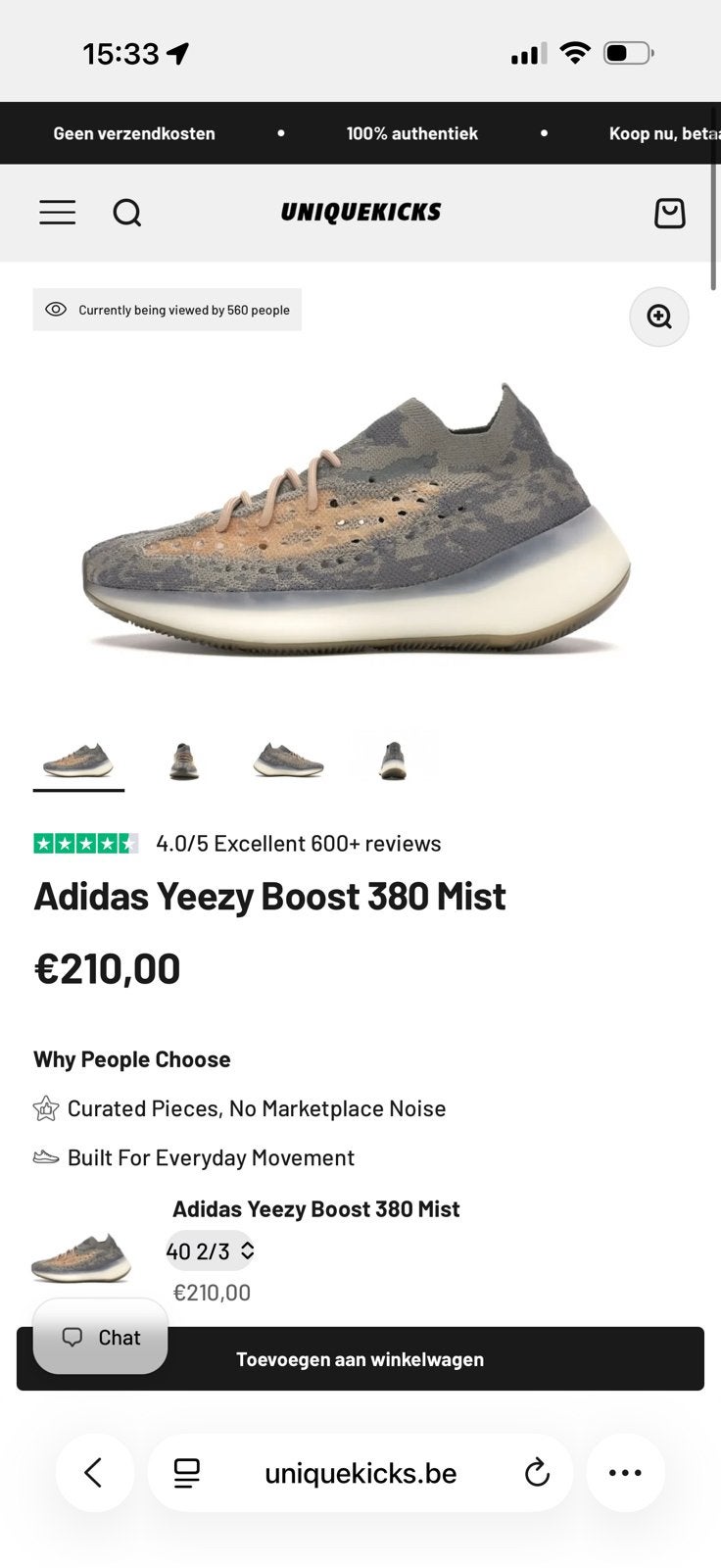 Origineel ! Yeezy booster 380 mist reflector FX9846, Ophalen, Zo goed als nieuw