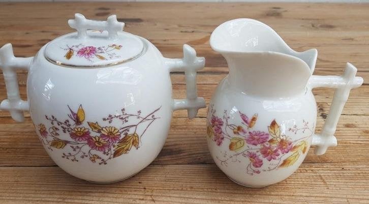 SALE Frans brocante roomstel, roze bloemetjes, aparte grepen, Gebruikt, -, -, Overige typen