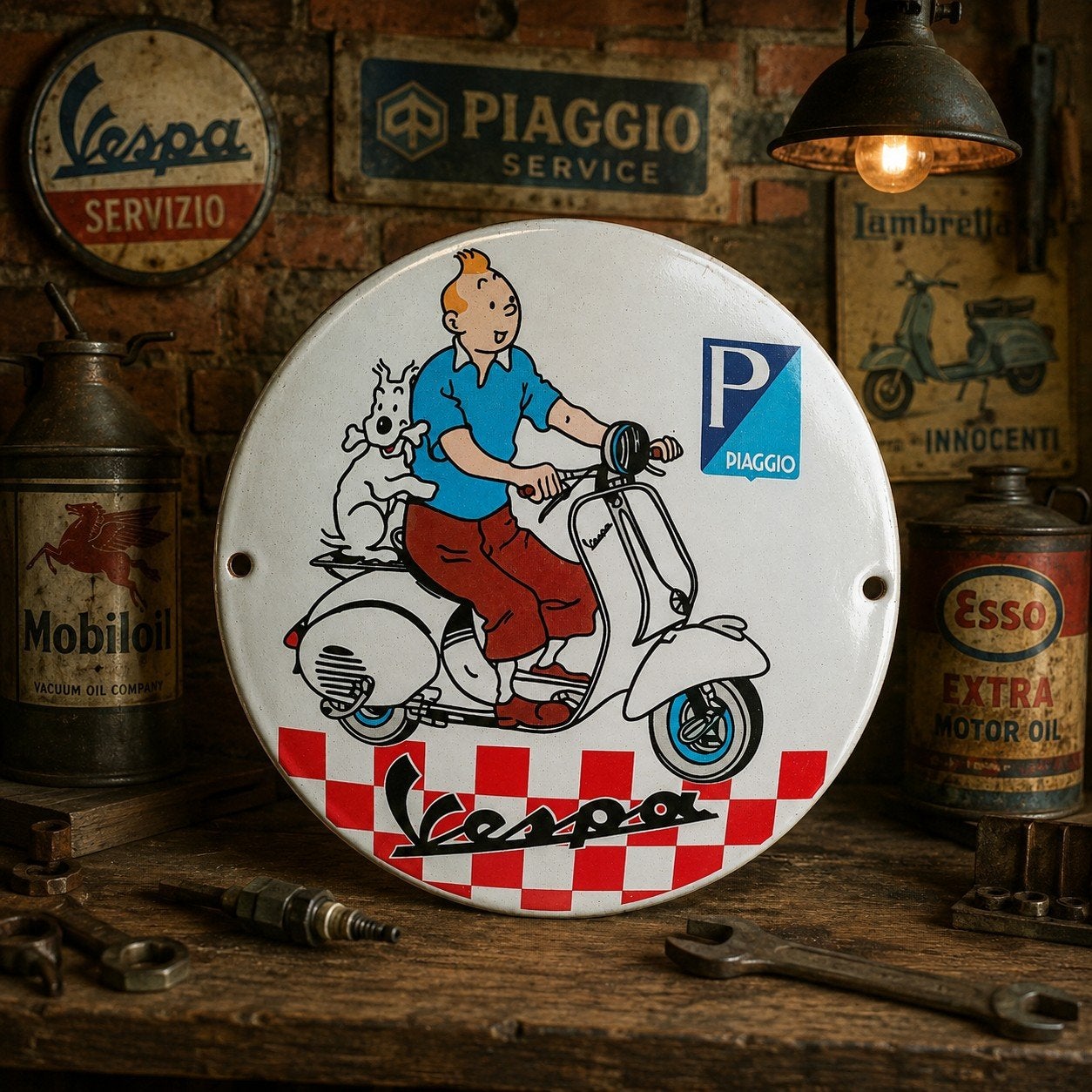 Plaque émaillée Tintin, Collections, Enlèvement ou Envoi, Comme neuf, Panneau publicitaire