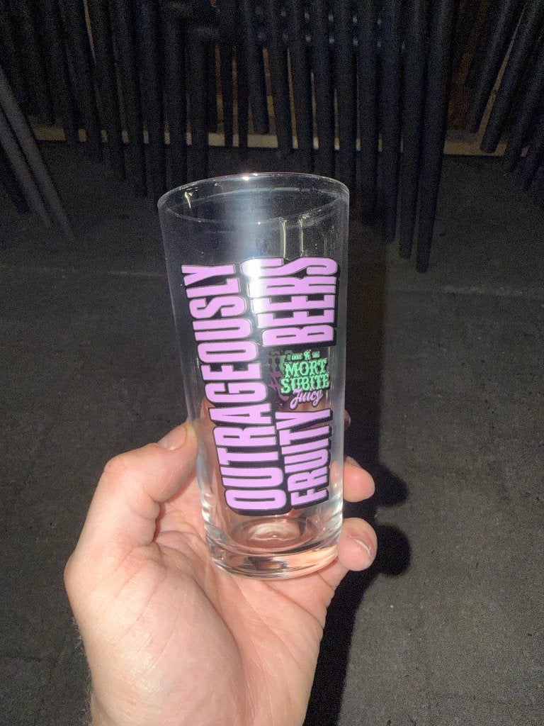 Glas mort subite juicy, Ophalen, Nieuw, Bierglas