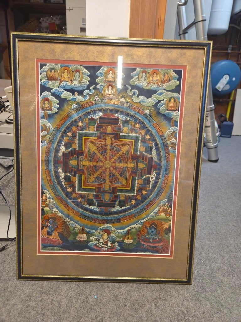 doek tibetaanse kunst ingelijst in kader, Antiek en Kunst, Ophalen