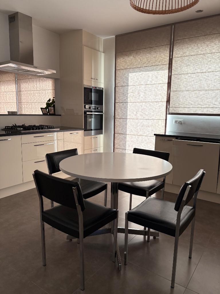 Ronde eettafel 100cm incl stoelen, Métal, 100 à 150 cm, Quatre personnes, Rond