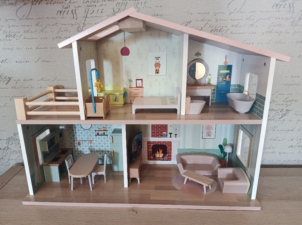 Maison de poupées et mobilier en bois, Ophalen, Zo goed als nieuw, Poppenhuis