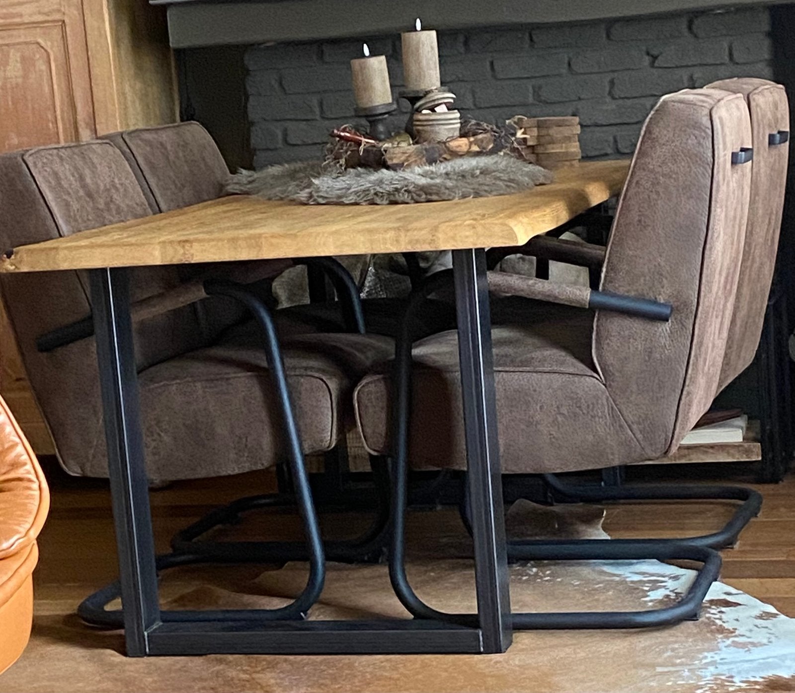 Set tafel en stoelen, Huis en Inrichting, Ophalen, Gebruikt, 4 tot 6 stoelen