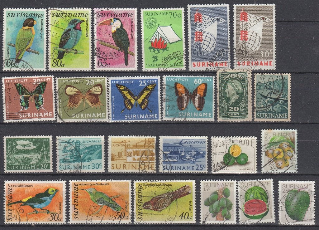 Suriname - Setje 23 stuks, Verzenden, Gestempeld