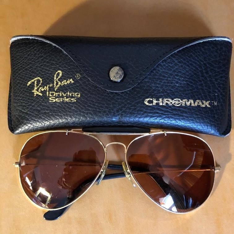Vintage B&L Ray-Ban Outdoorsman Aviator Driver zonnebril O9, Gebruikt, Zonnebril, Zwart, Ophalen of Verzenden