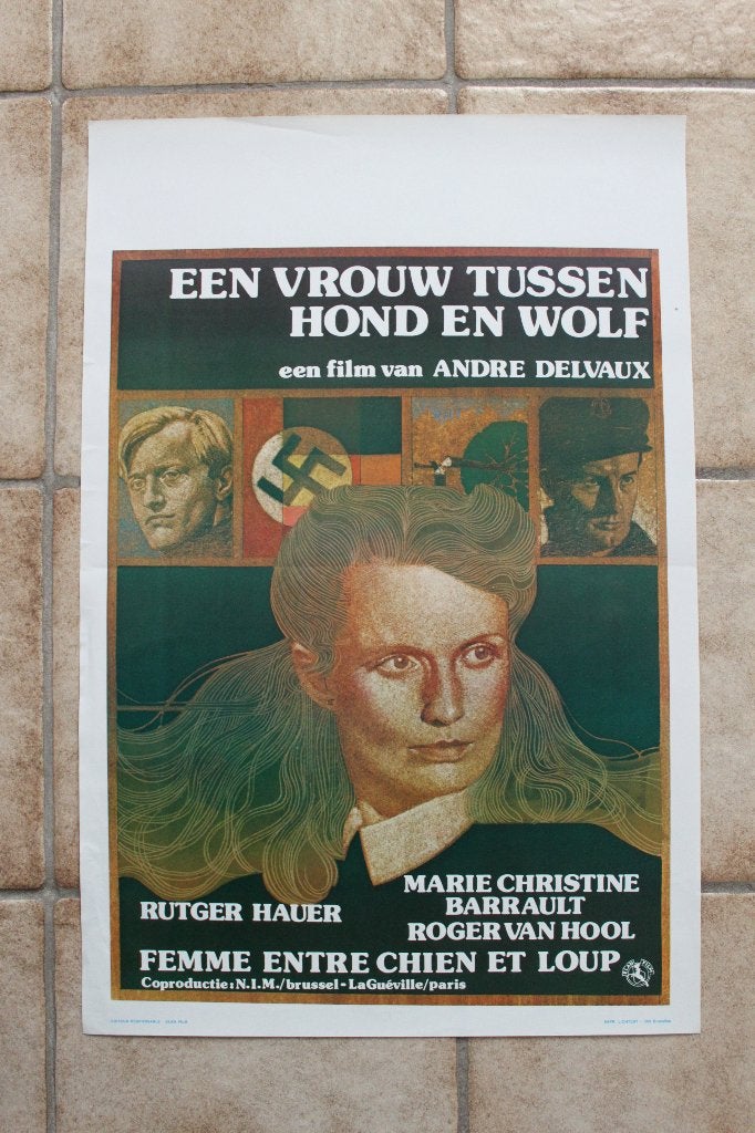 filmaffiche een vrouw tussen hond en wolf 1979 filmposter, Rechthoekig Staand, Ophalen of Verzenden, Zo goed als nieuw, A1 t/m A3