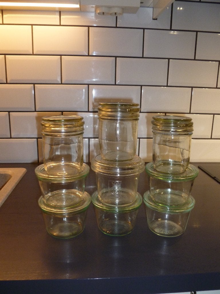 9 Bocaux pour conserver/stériliser WECK de 1/4 litre, Maison & Meubles, Cuisine | Vaisselle, Vintage, Verre, Enlèvement, Utilisé