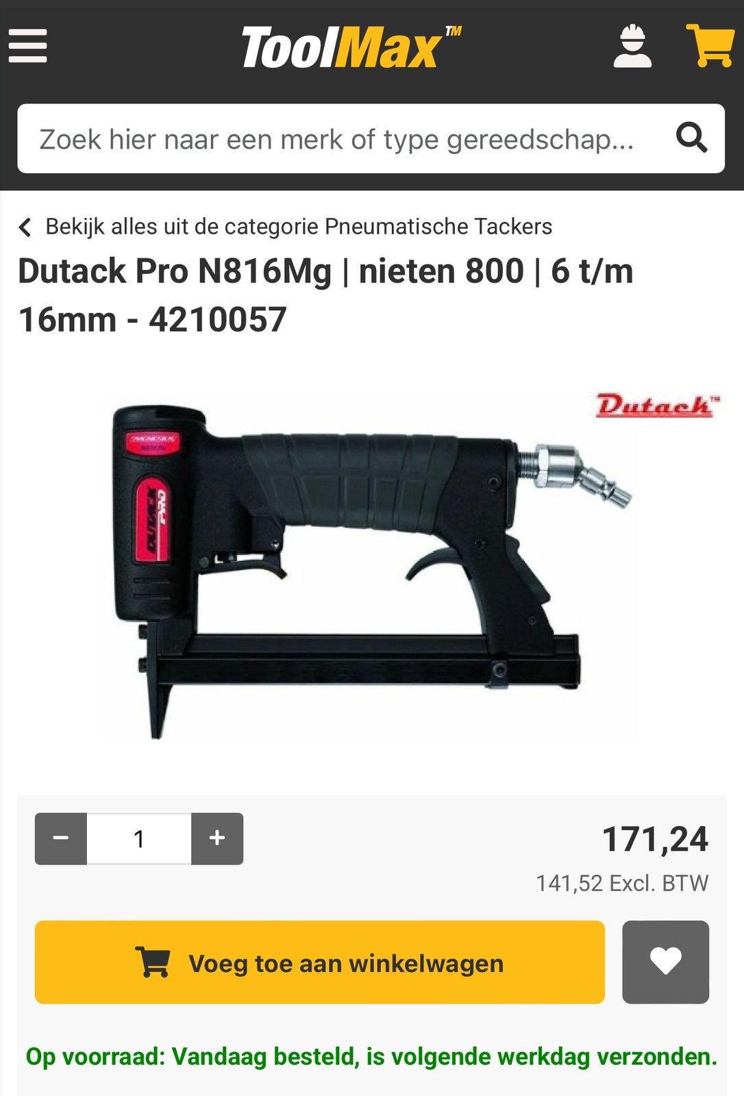DUTACK PRO professionele nietmachine, Doe-het-zelf en Bouw, Ophalen, Nieuw