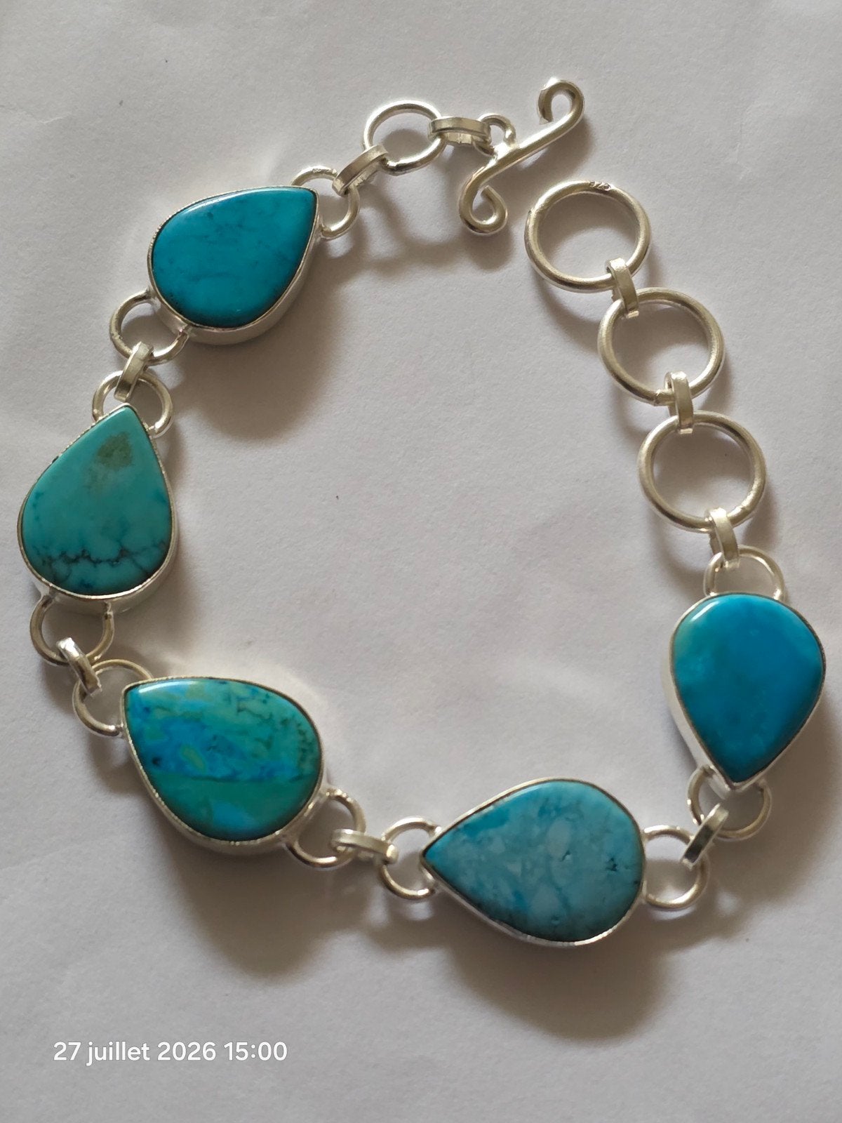 Bracelet en argent sterling avec turquoise, Neuf, Enlèvement, Avec pierre précieuse, Argent