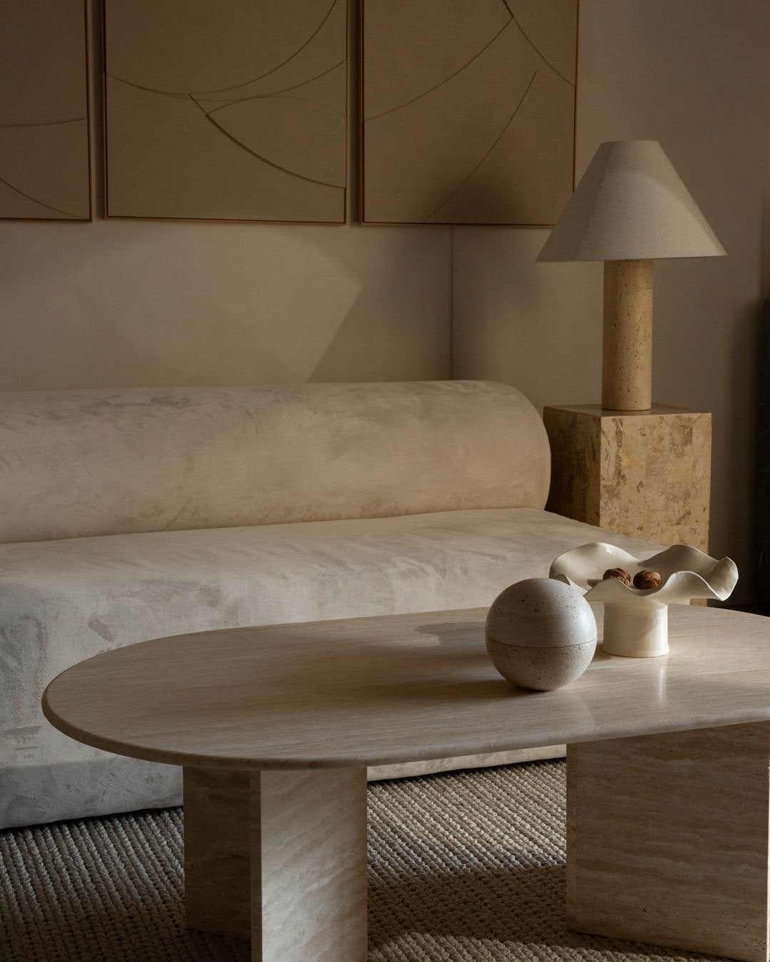 Salontafel in beige Travertin (steen) GEEN KOERIERDIENST!, Huis en Inrichting, Ophalen, Zo goed als nieuw