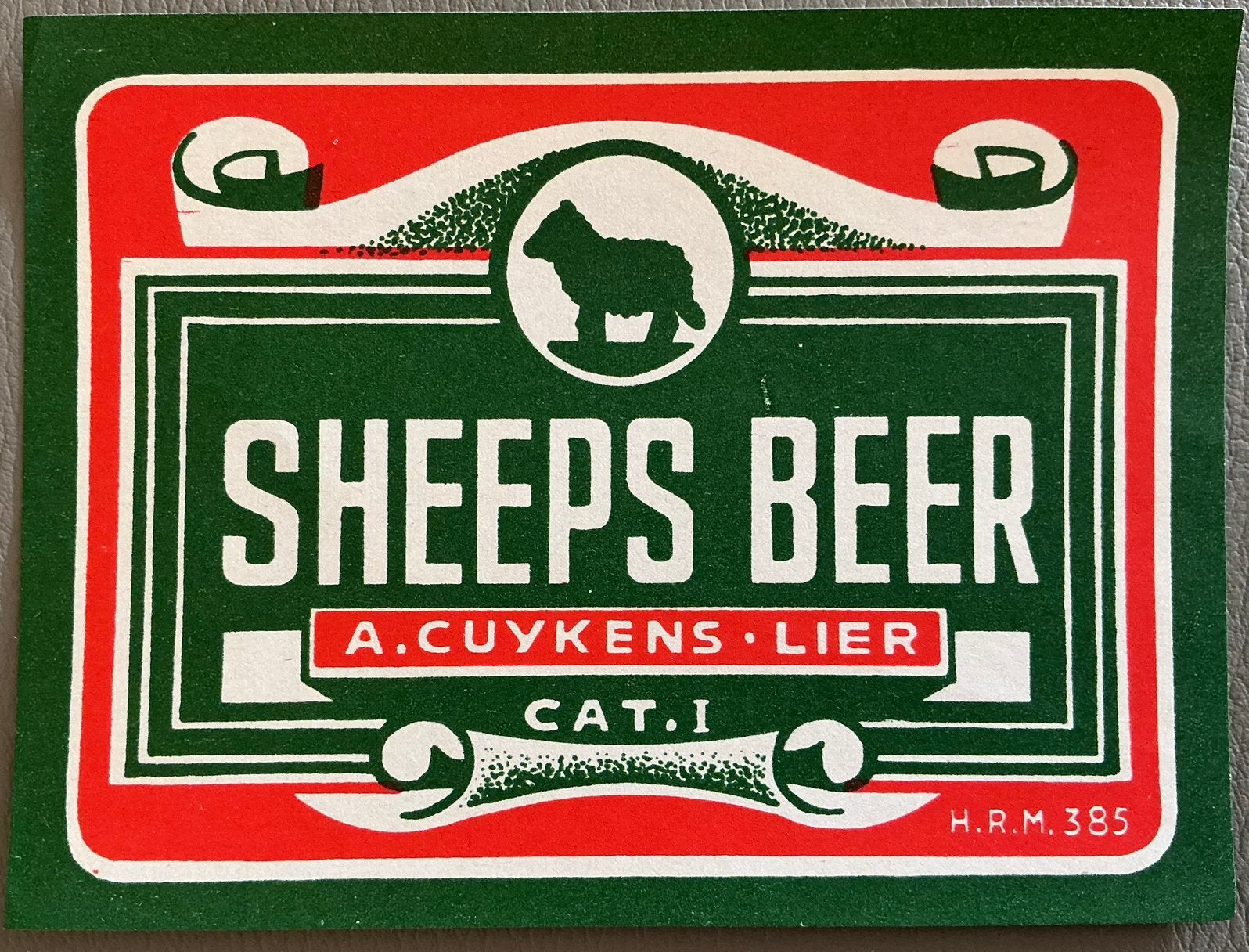 Oud SHEEPS BEER/A.CUYKENS/LIER/bieretiket, Ophalen of Verzenden, Zo goed als nieuw, Overige typen