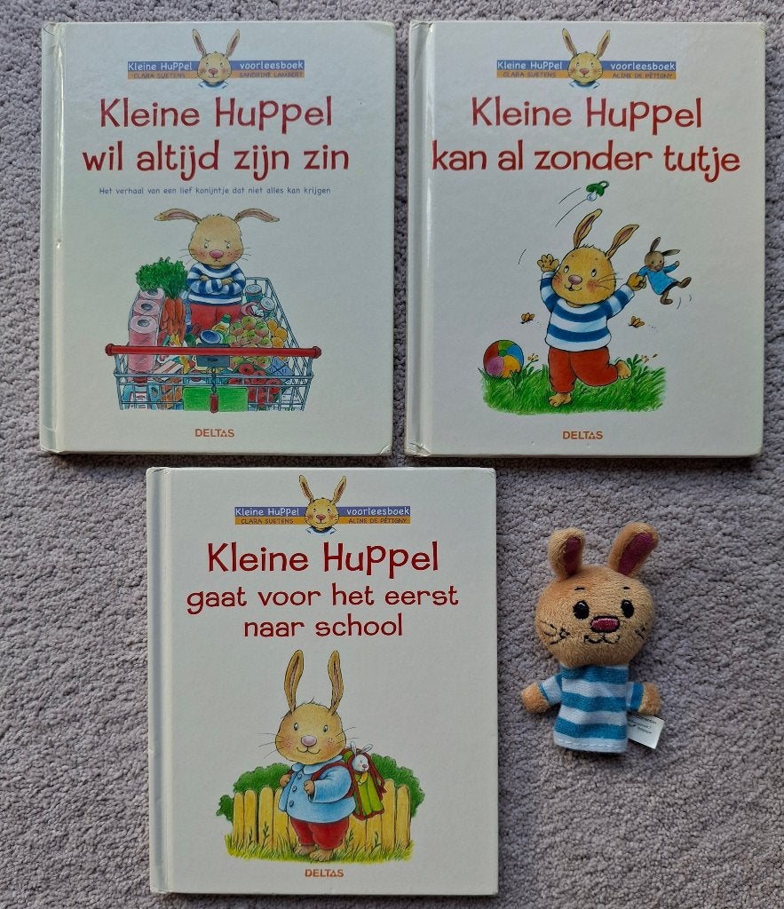 3 kinderboekjes 'Kleine Huppel' + knuffeltje, Boeken, Ophalen of Verzenden, Zo goed als nieuw, Fictie algemeen