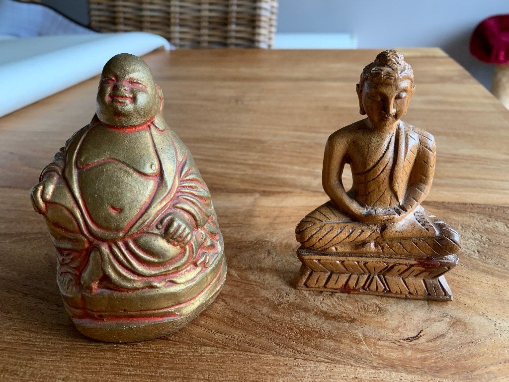2 Boeddha's, Ophalen of Verzenden, Zo goed als nieuw, Hout