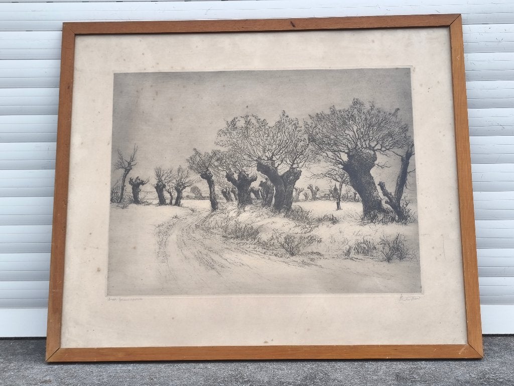 Gravure épreuve d artiste signe victor dieu, Enlèvement ou Envoi, Gravure