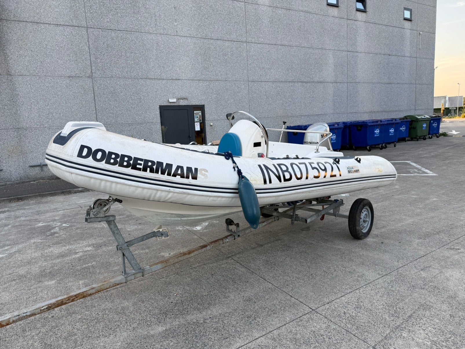 Rubberboot Met Honda 40 PK & Trailer, Watersport en Boten, Rubberboten, Ophalen, Zo goed als nieuw