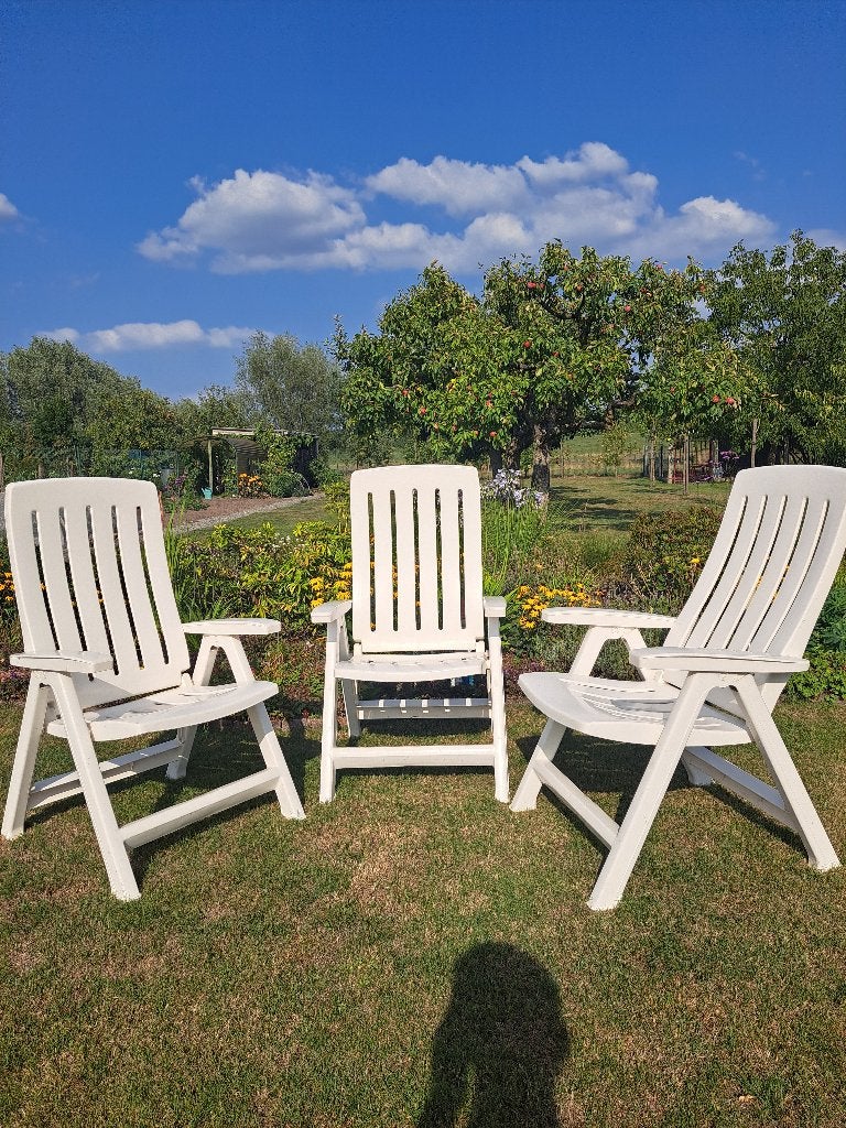 3 relaxstoelen merk Jardin, Tuin en Terras, Ophalen, Zo goed als nieuw, Kunststof, Inklapbaar