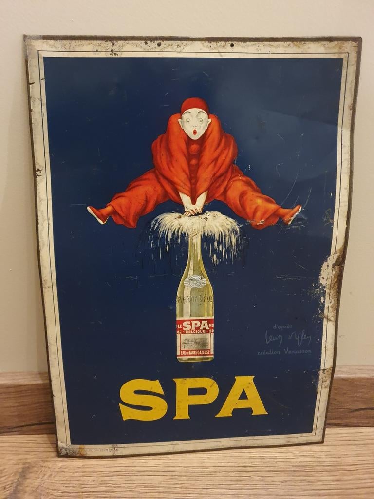 Ancien panneau d'affichage en métal - SPA 1957 -, Enlèvement ou Envoi, Utilisé, Panneau publicitaire