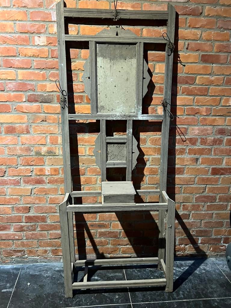 Oude antieke kapstok met spiegel en opbergvak, Ophalen