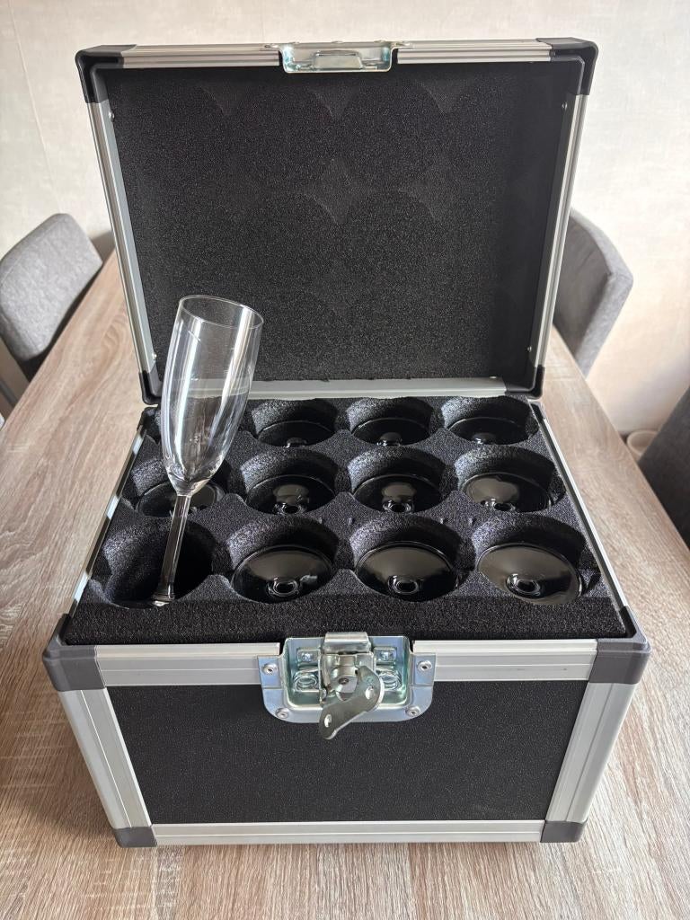 Champagne Case 12 glasses, Verzamelen, Wijnen, Ophalen, Nieuw, Overige gebieden, Champagne