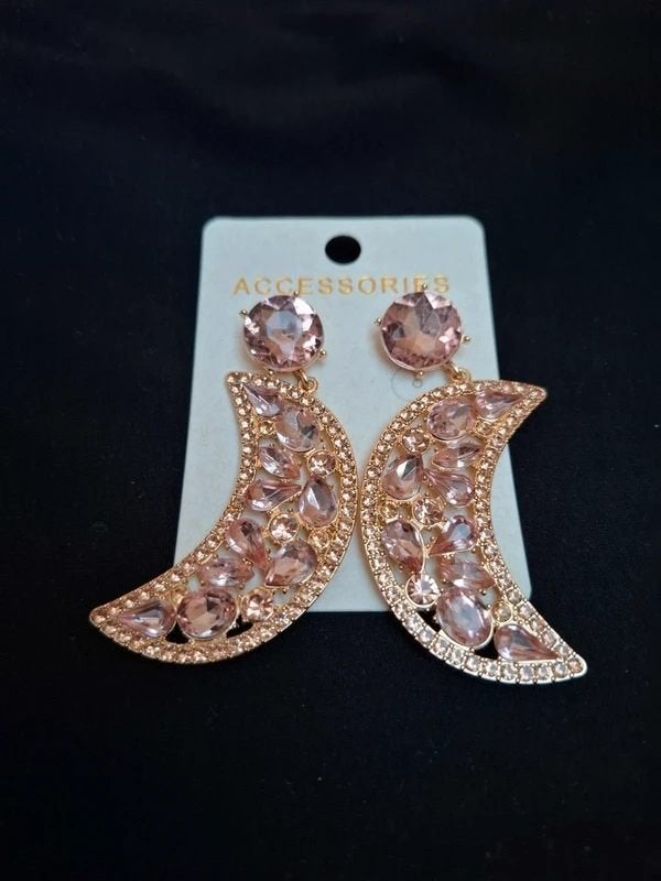 Boucles d'oreilles lune rose, Overige materialen, Hangers, Nieuw, Ophalen of Verzenden