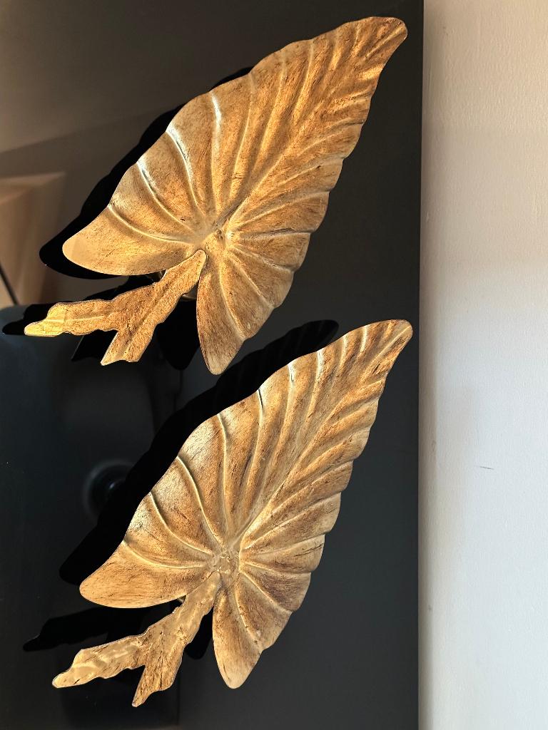 Paire lampes appliques 1970 laiton et métal doré vintage, Enlèvement, Comme neuf, Métal, Art Déco