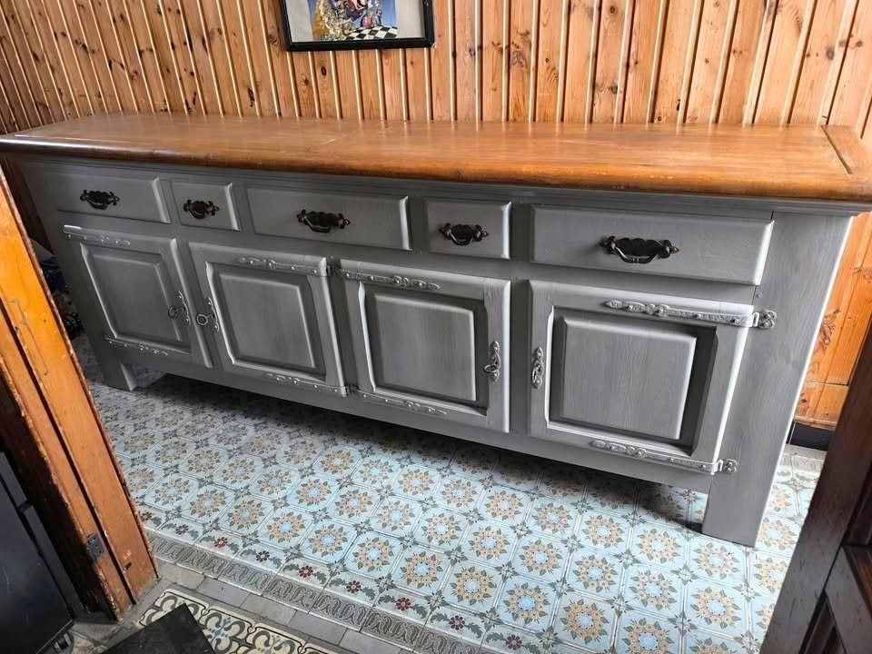 Ancien buffet chêne massif enfilade armoire placard dresse, Maison & Meubles, Enlèvement ou Envoi, Chêne