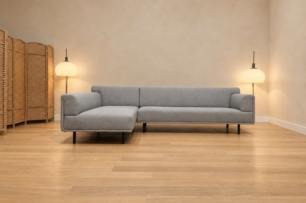 NIEUWSTAAT EYYE Dura Hoekbank Grijs + GARANTIE | NP €6.345, 250 tot 300 cm, Design Bank Bankstel Zetel Hoekbank Eyye, Hoekbank