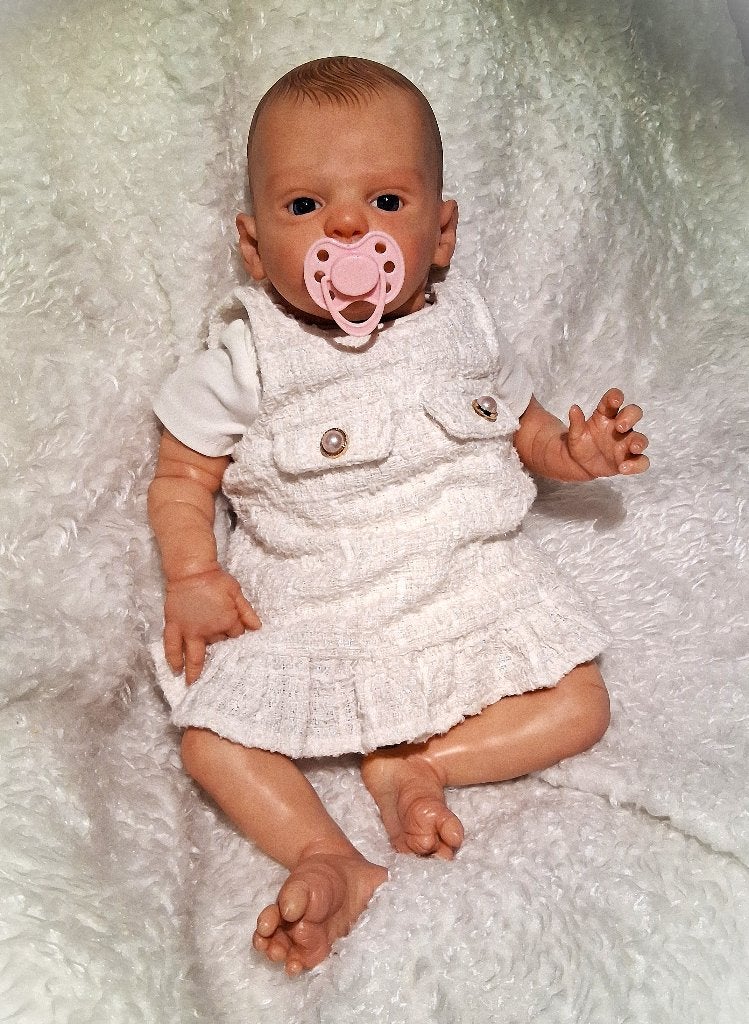 reborn baby met geschilderde haartjes, Verzamelen, Ophalen of Verzenden, Nieuw, Pop, Levensecht of Reborn