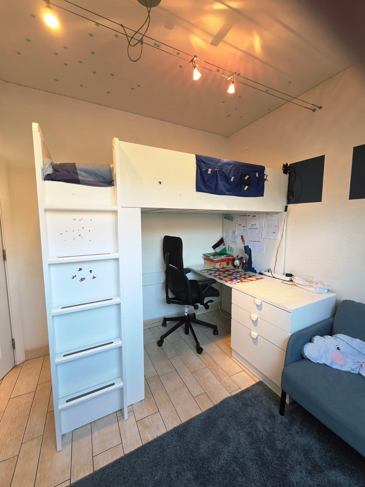 Lit mezzanine, blanc blanc/avec bureau avec 3 tiroirs,, Enlèvement, Lit mezzanine