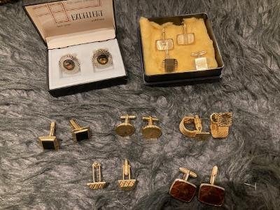 Lot de boutons de manchette (vintage)., Enlèvement, Comme neuf, Doré
