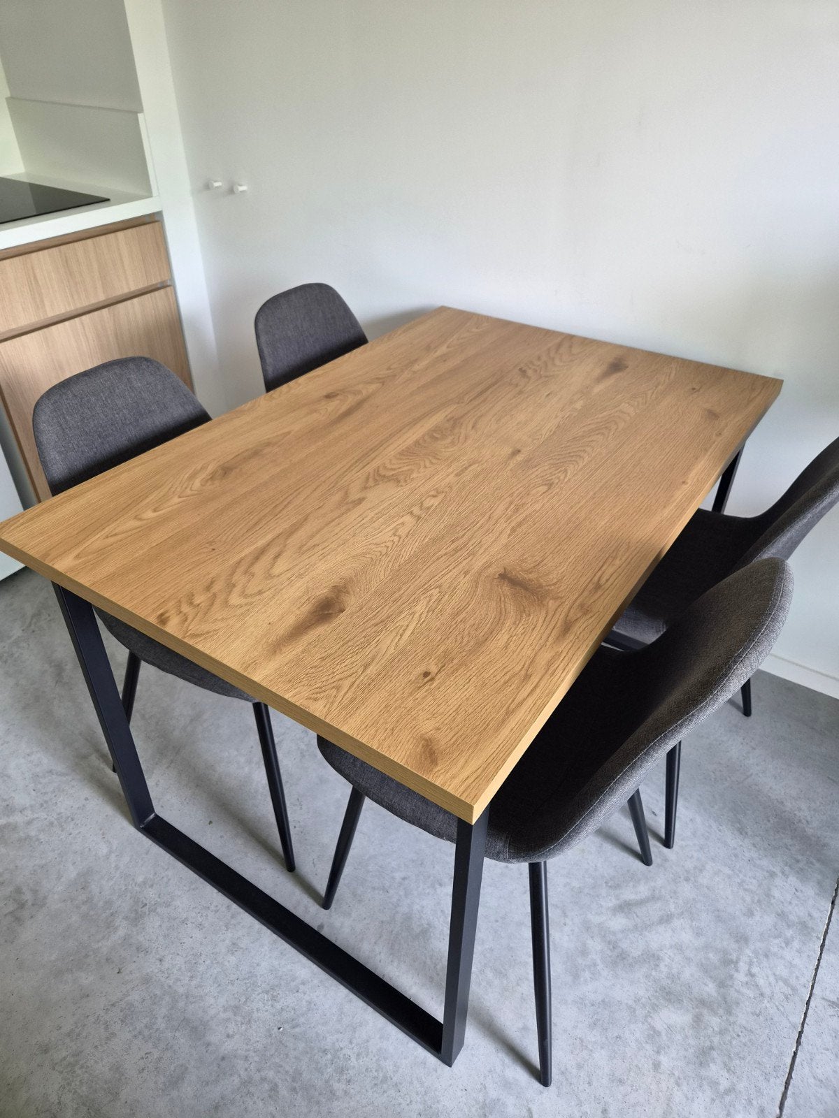 Eettafel en stoelen, Quatre personnes, Comme neuf, Enlèvement, Chêne