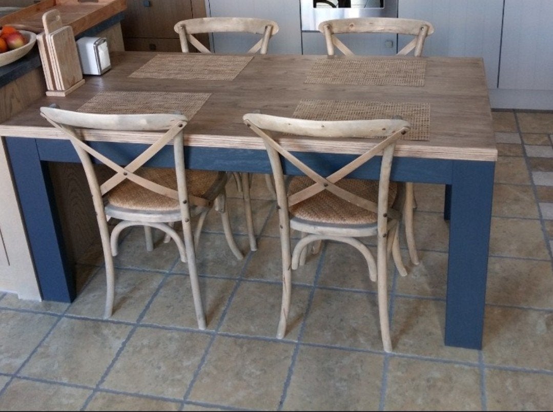 tafel met 4 stoelen, Maison & Meubles, Enlèvement, Utilisé, Bois, Landelijk